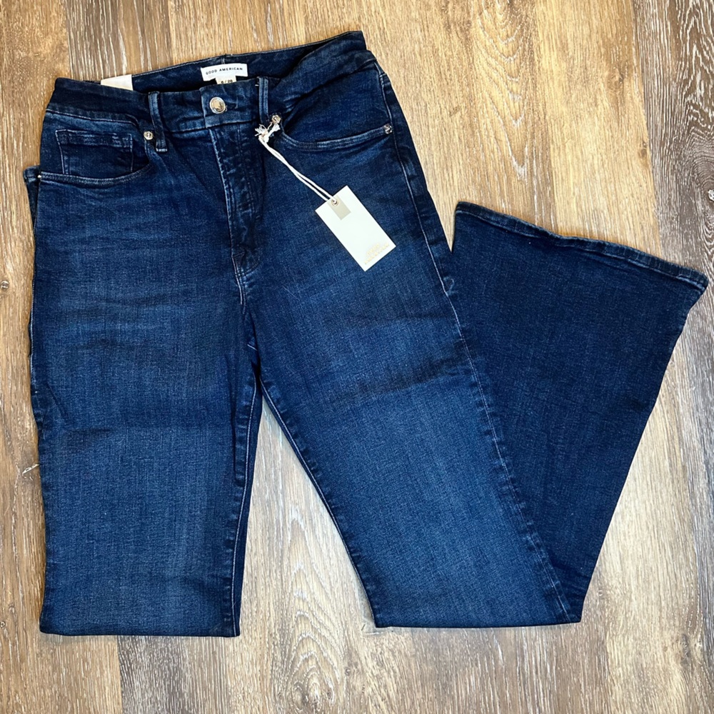 Good American Dark Wash Flare Jeans